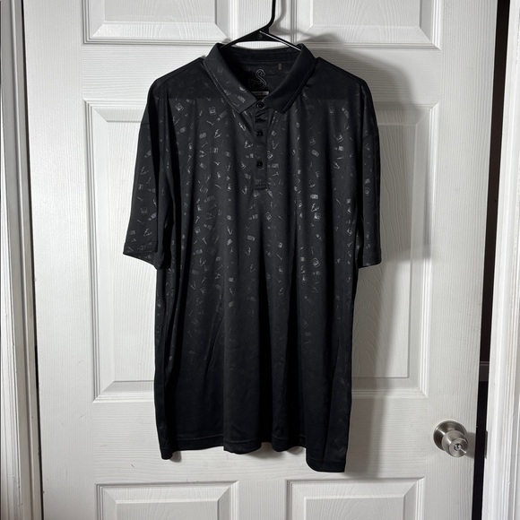 Swannies Deer Antler Print Golf Polo Size XL Black Casual Work Sporty Neutral - Picture 2 of 7
